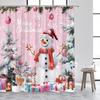 Christmas Shower Curtains Cute Snowman Santa Claus Xmas Tree Winter Town Street Landscape Bath Curtain Home Bathroom Decor Set