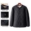 Men Coat V-Neck Long Sleeve Single Breasted Windproof Warm Jacket Solid Color Thickened Velvet Lining Outwear