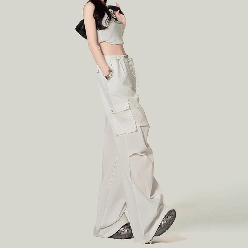 Women's Retro High-Waist Wide-Leg Quick-Dry Cargo Pants