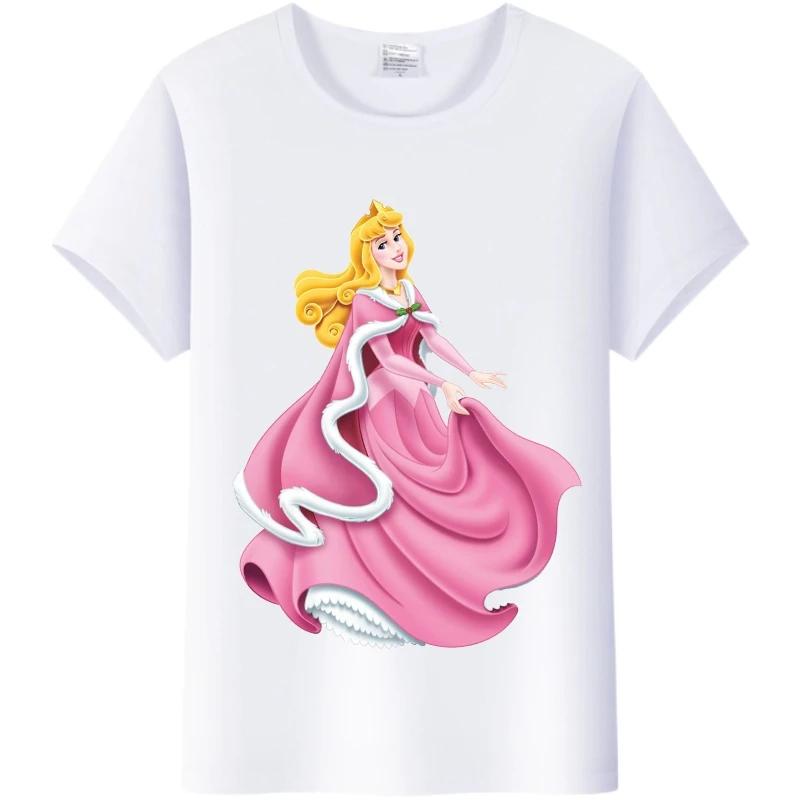 Casual Disney Cartoon Tee Sleeping Beauty Princess Graphics Shirt Women Summer Punk Top Plus Size T-Shirts Clothes Ladies Blouse