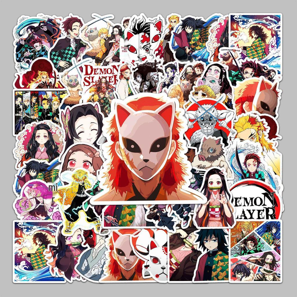 50 naklejek z kreskówki Demon Slayer: Wodoodporny do Bagażu, Skuterów, Komputerów, Tabletów i Kubków na Wodę