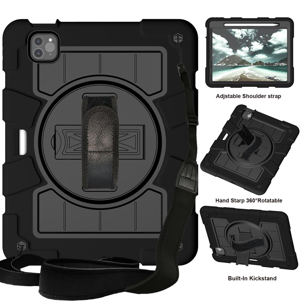 360 Rotating Case Universal for IPad Pro 11 2018 2020 2021 2022 Air 4 5 10.9 Kickstand Cover Shockproof with Hand Shoulder Strap