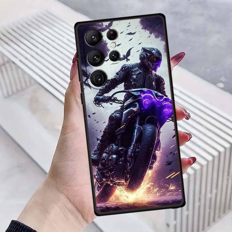 

Model Rider Cool For Samsung Galaxy S26 S25 S24 S23 S22 S21 S20 Ultra Plus FE 5G Black Soft TPU Phone Case Galaxy S26 Pro