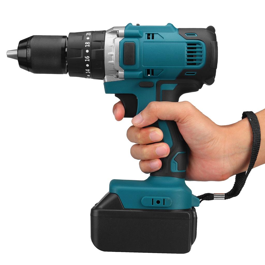 4000 Rpm Blue Brushless Electric Hammer Drill Electric Screwdriver 13mm 520N.m 20+3 Torque Cordless Impact Drill for -18V Battery 3-in-1