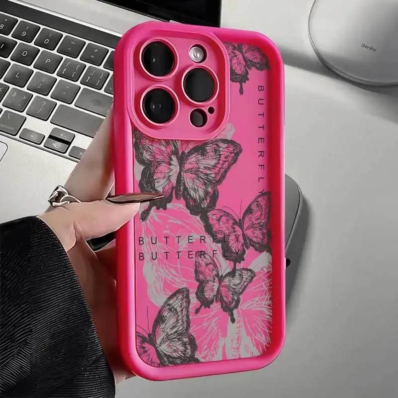 

INS Retro Butterfly Silicone Phone Case For iPhone 16 15 Pro Max Cases iPhone 14 13 12 11 XS XR 7 8 Plus Shockproof Bumper Cover iPhone XR