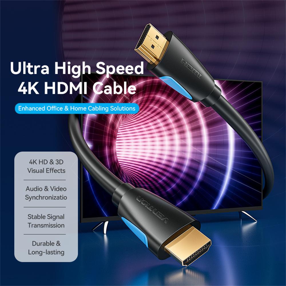 VENTION VAA-M02-B075 0.75m HDMI Cable Male to Male Gold Plated 4K HDMI Cable