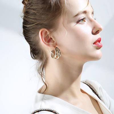 Orecchini Pendenti Geometrici Ago d'Argento Tendenza Moda Corti Temperamento Femminile Eleganti Decorazioni Francesi Orecchini Semplici