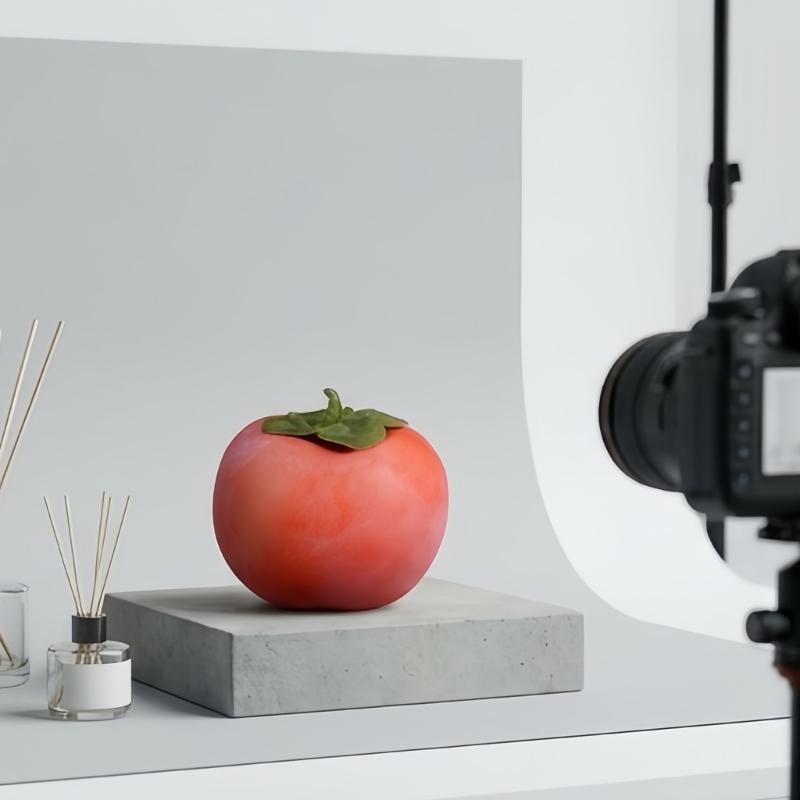 4 Piece Simulated Persimmon Fruit Decoration Set for Shop Counters, Window Styling, Photo Scenes and Seasonal Table Use for Counter Arrangements