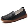 Women's casual large-sized spring and summer breathable loafers, walking leather shoes, fashionable flat work shoes for women