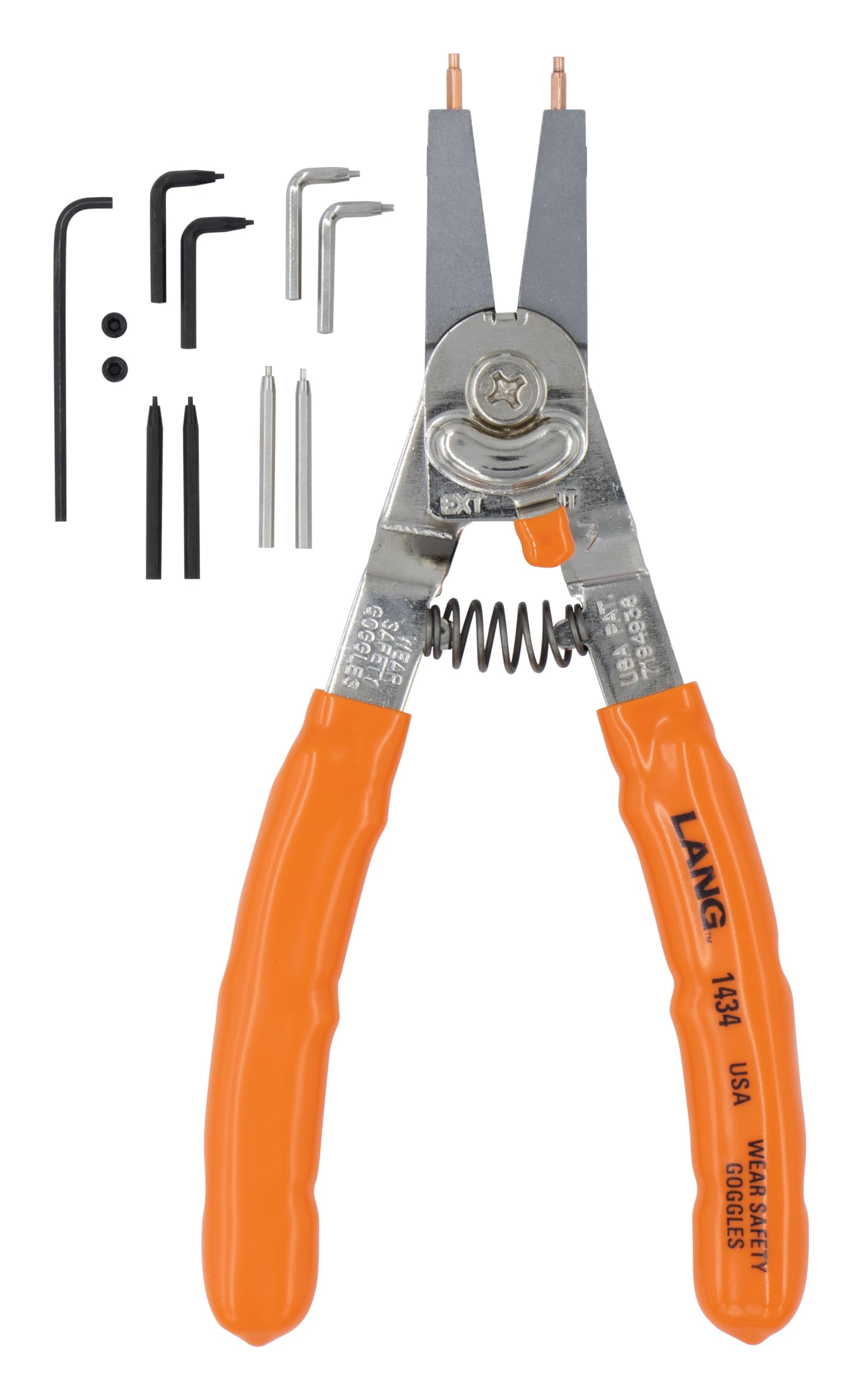 

Lang Tools 1434 Quick Switch Retaining Ring Pliers and Tip Kit Internal/External