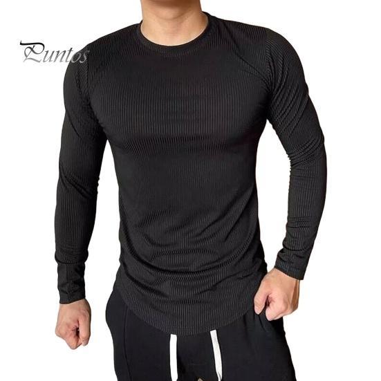 

Мужской спортивный топ Slim Fit Высокая эластичность Полосатая текстура Круглый вырез Быстросохнущий Длинные рукава Slim Fit Компрессионный Коррекция фигуры Тренажерный зал Бег 2XL чёрный