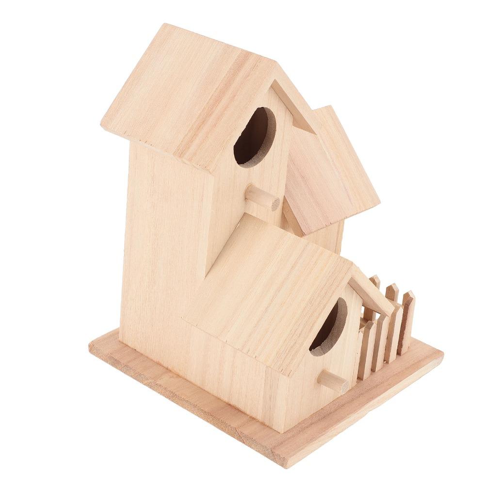 1pcs 4 Hole Design DIY Birdhouse Kit Handmade Craft Garden Bird House DIY Craft Activity