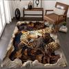 Vintage Leopard & Blatt Wandmuster Teppich, Retro Natur-inspiriertes Fußabtreter, Rutschfeste Waschbare Dekorationsmatte für Wohnzimmer Schlafzimmer