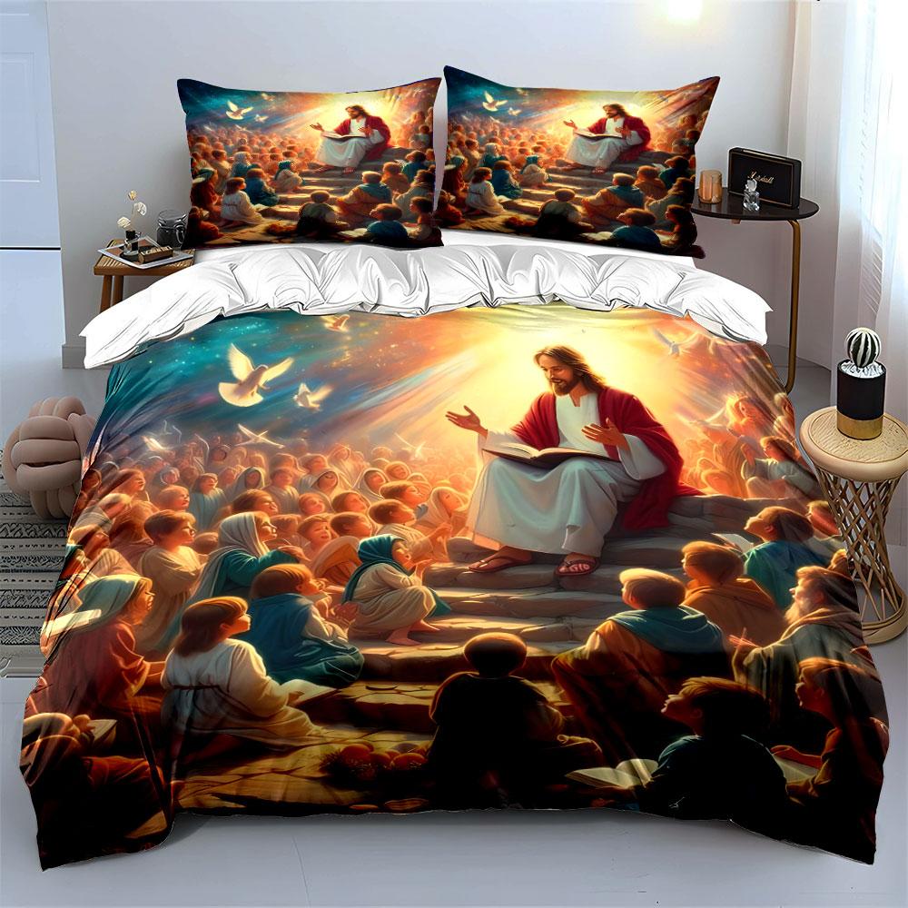 Jesus teaching a crowd. Bedding sets Duvet cover sets Duvet covers Pillowcases(1*Duvet Cover 2*Pillowcases without duvet insert)