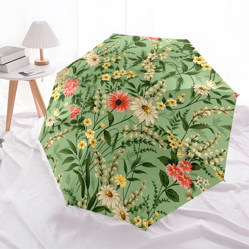 1PC Floral Pattern Umbrella-8-Rib Reinforced, Automatic Open, Lightweight & Durable, Fashion Accessory for Outdoor, Beach L027
