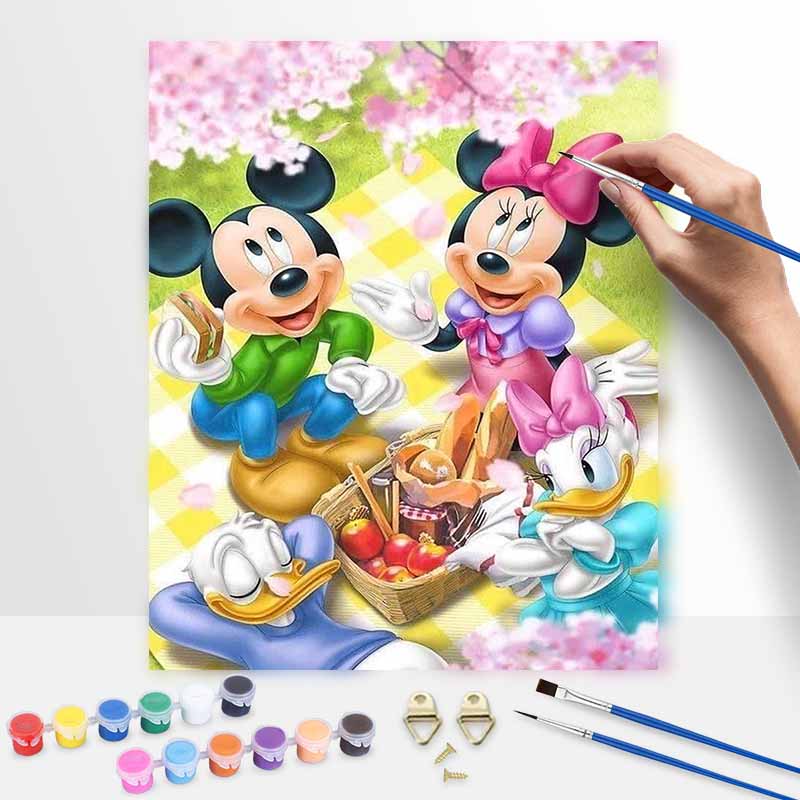 Disney Mickey Mouse and Friends Picnic Oil Painting Art Set Handmade Diy Gift Home Decoration