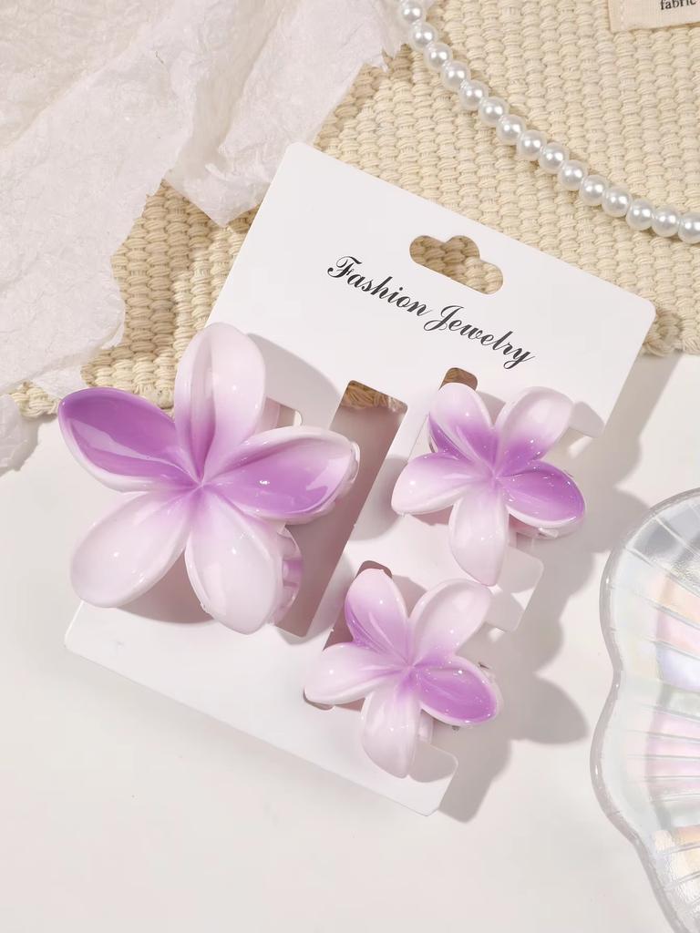 3 Pcs Hawaiian Hair Claw Clip for Women,Flower Marble Vein Hairpin Barrette Summer Vacation Beach Cute Fashion Hair Accessories