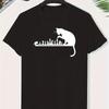 Short Sleeved Cat and Mouse Chess Printed T-shirt Round Neck Summer Top Suitable for Boys' Casual Clothing