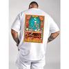Skeleton Massage Therapist Tarot Graphic Tee Men's Round Neck Cotton Casual Summer T-Shirt