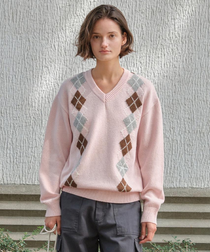Sseomweeobeoteo Maglione Argyle Noelle - Rosa