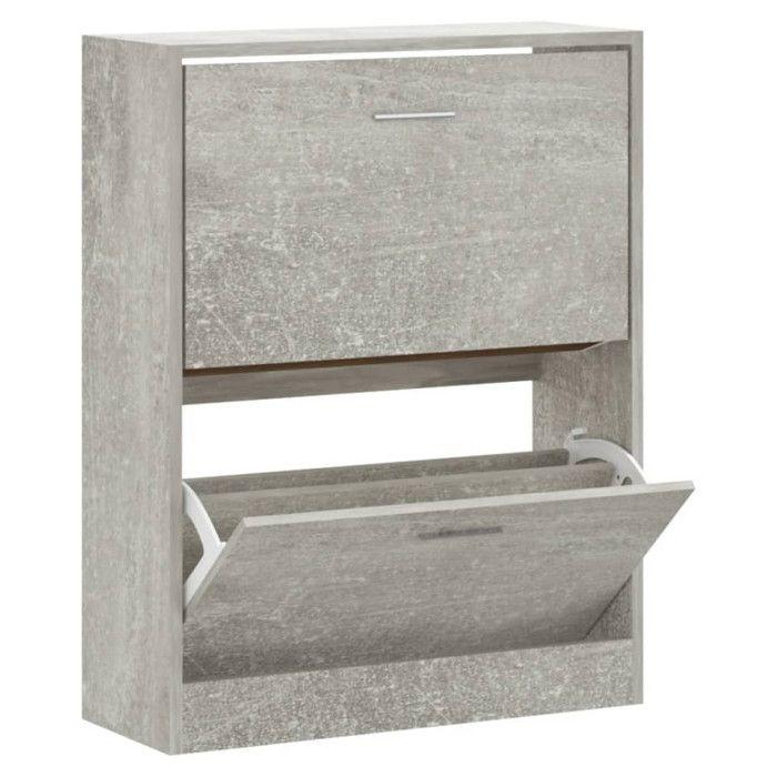 VidaXL Shoe Cabinet Concrete Grey 63x24x81 Cm Engineered Wood 342559