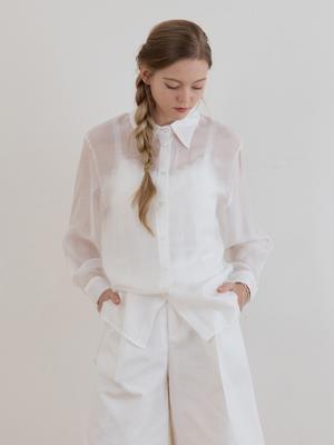 LE STUDIO Organza See-Through Shirt Ivory
