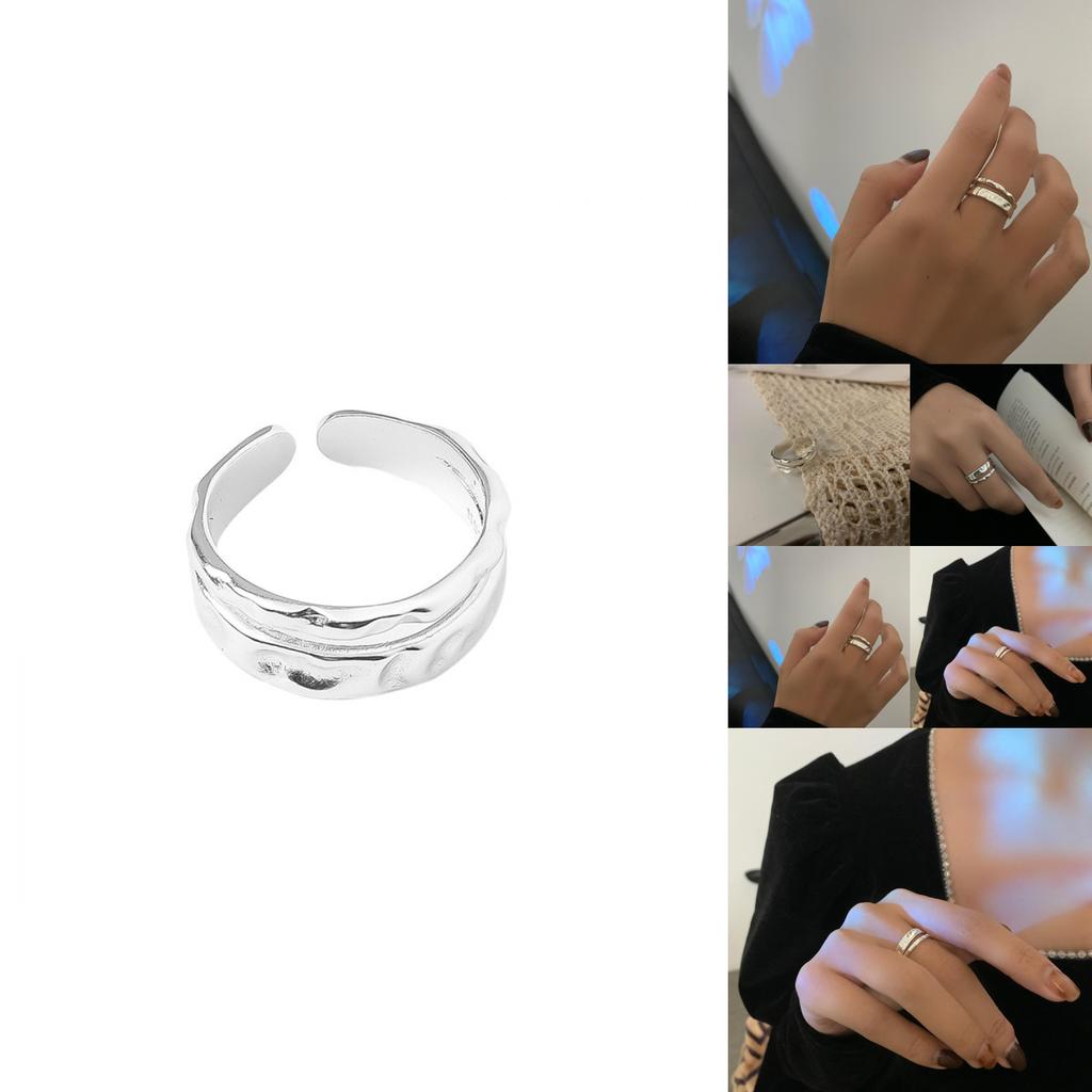 Elegant S925 Silver Candy Wave Pattern Hollow Geometric Ring For Women Fashion