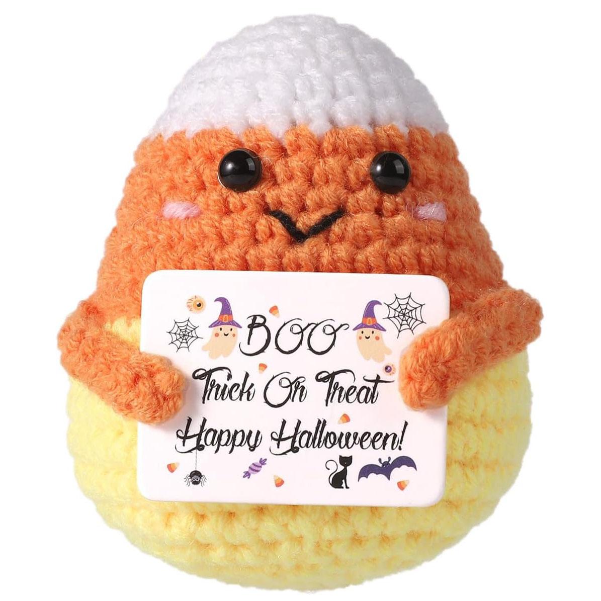 

New Positive Energy Bear Hug Pocket Mini Handmade Plush Wool Knitting Doll With Card Funny Christams Gift Home Room Decoration (As shown-28306)-