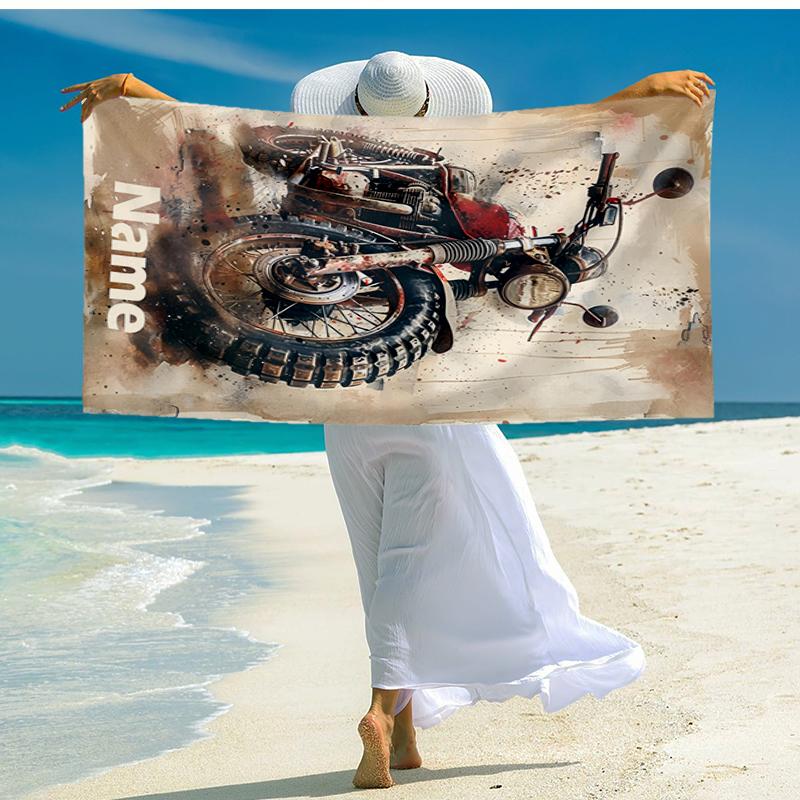 Asciugamano da Spiaggia Ultra-Morbido Personalizzabile con Tema Moto da Fuoristrada, Ideale per Piscina - Campeggio, Immersioni - Essenziale da Viaggio Perfetto, Asciugamano da Spiaggia Vivace.