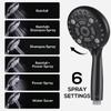 New Design Bathroom Use High Flow 6 Functions High Pressure Black Shower Mist Spray Bath Hand Handheld Shower Head