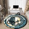 1pc Steampunk Skull Carpet for Office Non Slip, Round Carpet, Soft & Comfortable, Carpet for Office, Lightweight Round Floor Mat