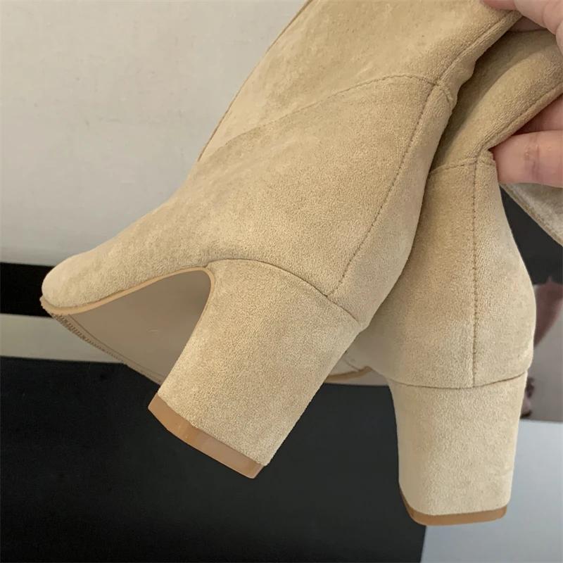 Fashion Autumn Winter Round Toe Women Ankle Boots Zipper Shoes Fashion Punk Style Square Heels Short Botas Para Mujer