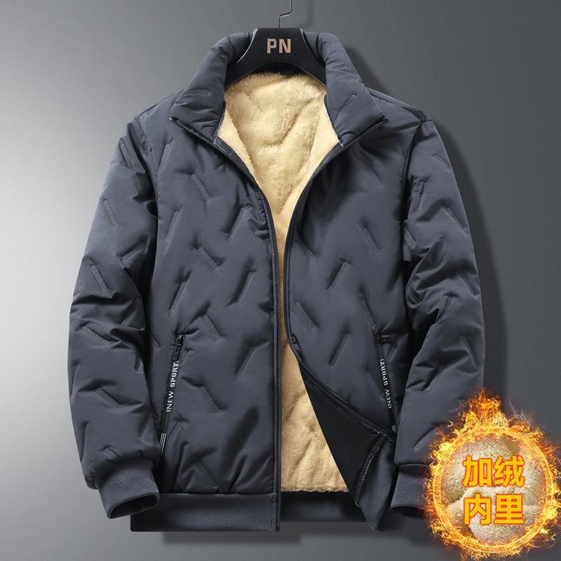 Autumn and Winter New Men's Warm Three-piece Set Stand-up Collar Lamb Wool Vest Jacket Ultrasonic Cotton Pants