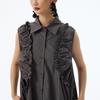 2026 Summer Japanese Retro Dark Pleated Sleeveless Dress – Slimming, Individual, Long
