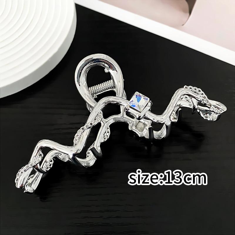 Exquisite Silver Color Crystal Hair Claws Fashion Geometric  LargeMetal Hair Clips Grab Hairpins For Women Girl Hair Accessories