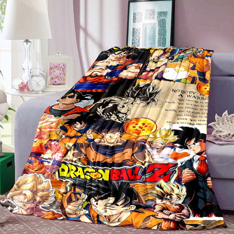 Dragon Ball Anime Tryckt Filt Varm Bekväm Flanellfilt för Sovrum, Soffor, Sängar, Stolar, Picknicks, Resor-LXR16