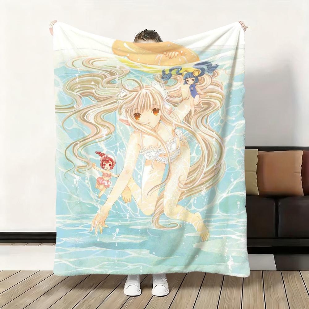 C-Chobits Cartoon Cute Anime Throw Flannel Fluffy Soft Blanket Warm Skin-Friendly Throw for Sofa Bed Office Nap Winter