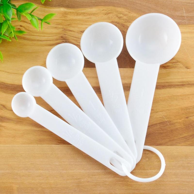 5Pcs Measuring Spoons Plastic Kitchen Utensil Cooking Baking Tool Teaspoon