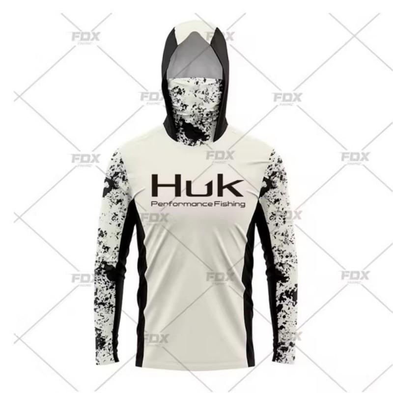 HUK Tuta da Pesca con Cappuccio e Maschera per Sport all'Aperto Leggera Protezione Solare Maniche Lunghe Luya