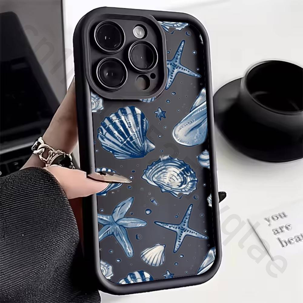 Marine Animals Sea Elements Phone Case For iPhone 11 13 17 15 12 14 Pro Max air Plus SE Soft Matte Cover
