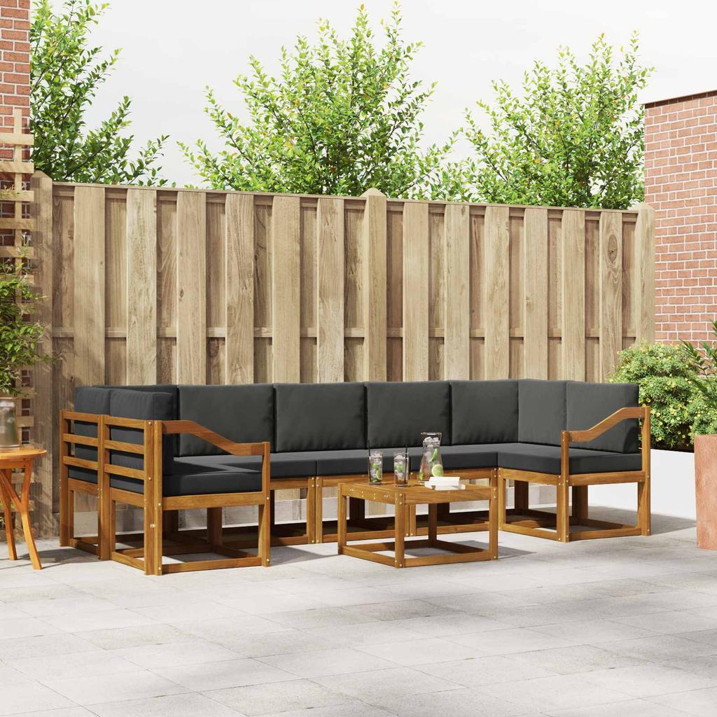 Outdoor Sofa Set with Cushions 8 pcs Natural and Anthracite
