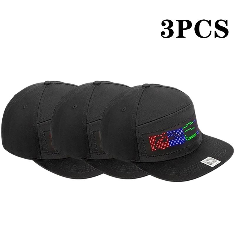 1-10PCS Programmable DIY Bluetooth Hat LED Display Curve Decorative Fabric Hat Party Evening Glowing Hat Atmosphere Hat