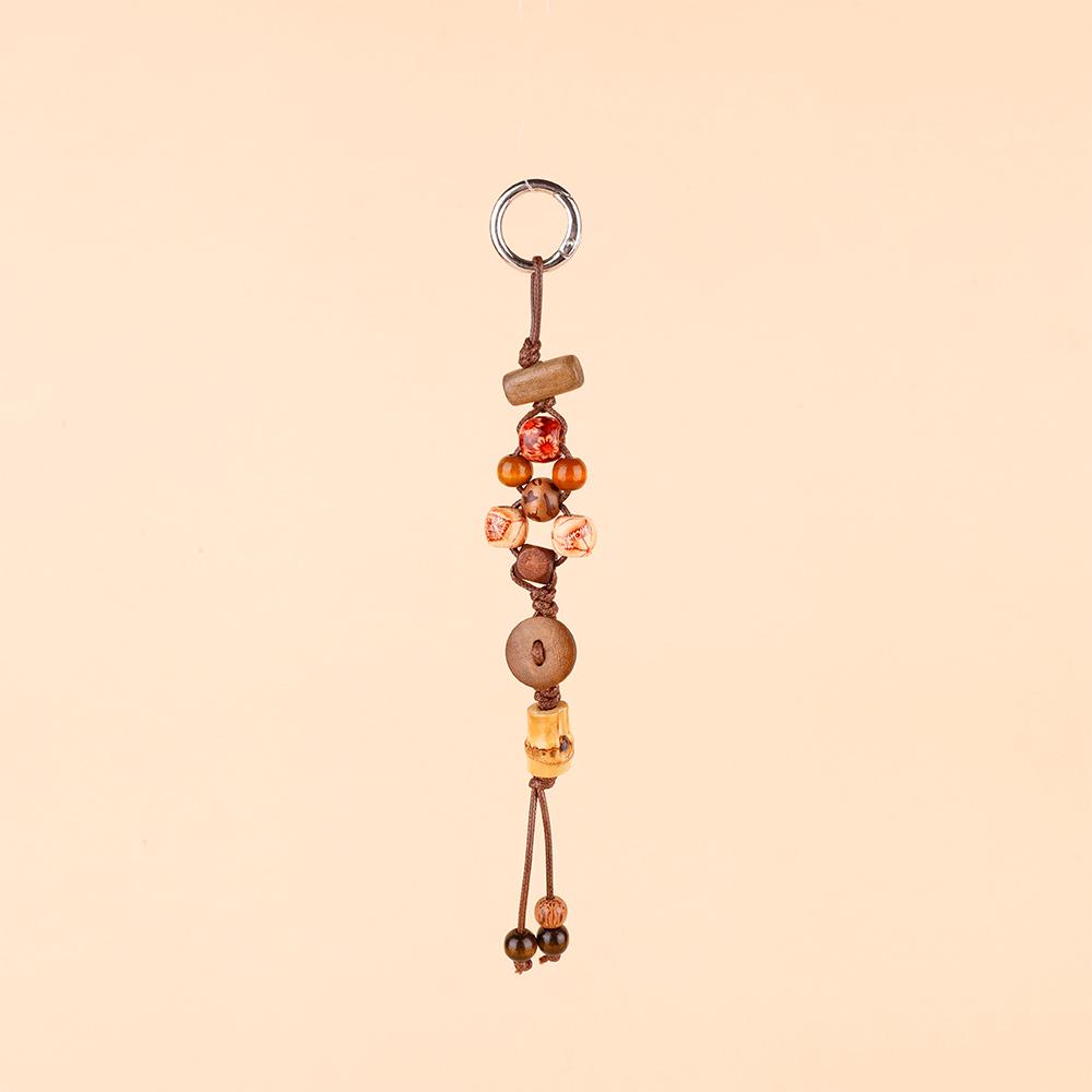 

Вінтажна Ключниця-Браслет в Стилі Miu з Натуральних Дерев яних Бусин, Підвіска для Сумки та Автомобіля