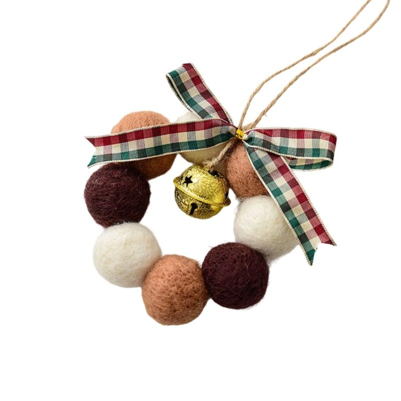 Small Wool Ball Holiday Hanging Craft Feature Soft Felt And Sparkling Bells Christmas Decorative Accent