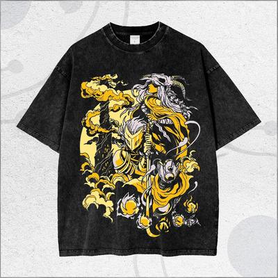 Maglietta Grafica Slay The Spire Lavaggio Vintage Dark Fantasy, Maglietta con Arte del Gioco Roguelike Deckbuilder, Maglietta Streetwear Guerriero Gotico, c111AcNc