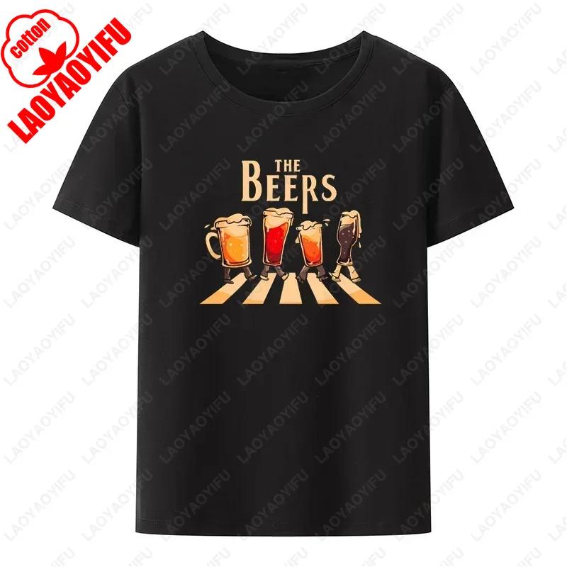The Beers Graphic Printed Funny Tee T Shirt for Men Clothing Comfortable Breathable Tshirts Classic Cartoon Printed  Tops