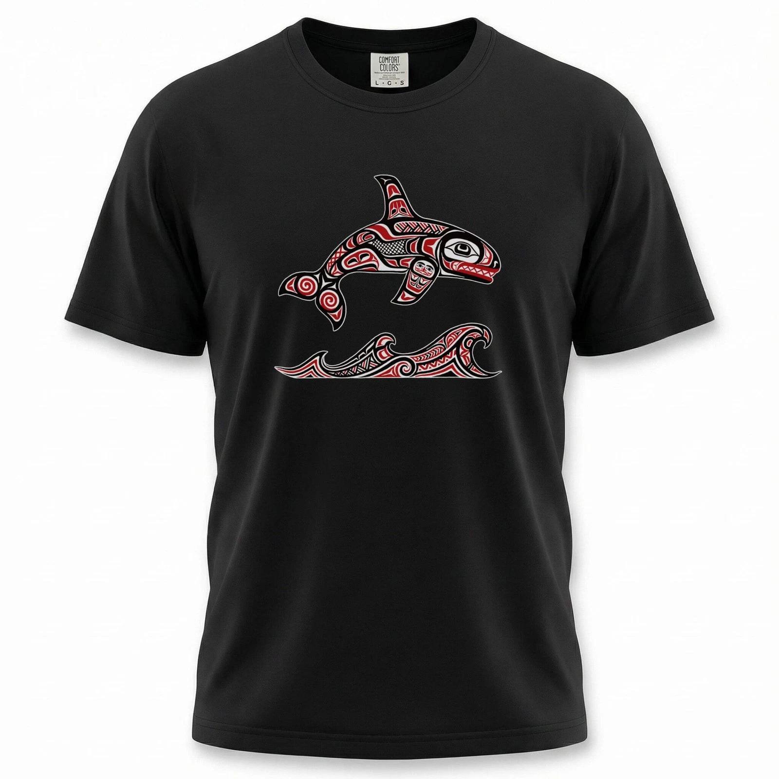Haida Killer Whale & Waves T-Shirt | Indigenous Formline Art Orca Tee Tshirt XXXL