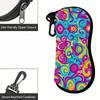 2D-Vibrant Abstract Swirl Pattern Sunglasses Case, Colorful Psychedelic Eyewear Holder, Protective Zipper Glasses Pouch for Travel and Daily Accessori