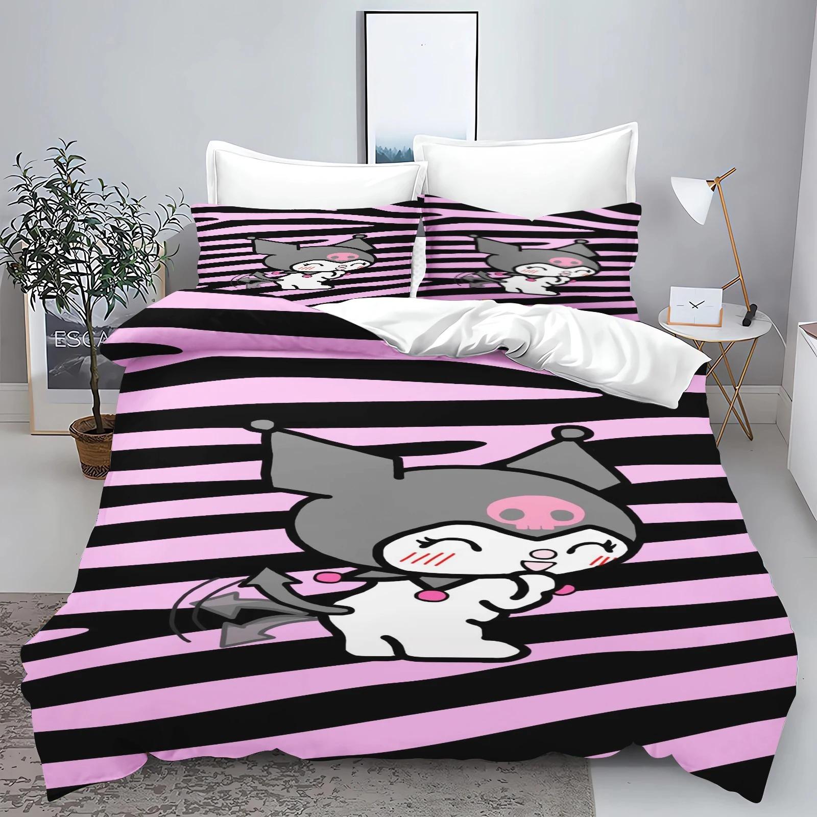 

Постельное белье Sanrio Hello Kitty Kuromi Cinnamoroll Одеяло Покрывало Пододеяльник Наволочка Наборы из 2-3 предметов Детский Взрослый Размер EU Single 135x200cm