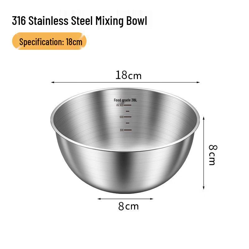 ZISIZ 316 Food-Grade Stainless Steel Salad Bowl